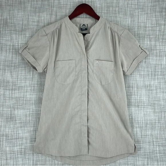 K-Way Womens Size S button down short sleeve shirt beige 2481 - Picture 1 of 9